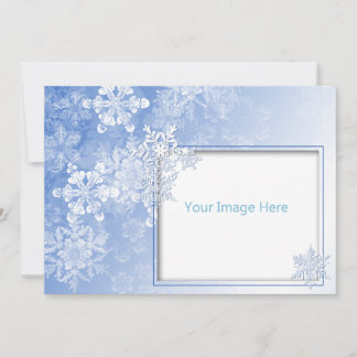 Dark Blue and White Snowflake Photo Holiday Card