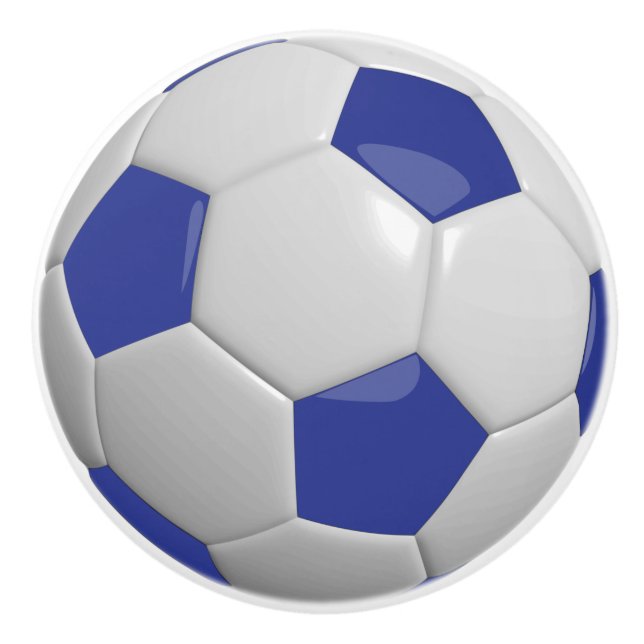 Dark Blue and White Soccer Ball Ceramic Knob (Front)