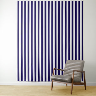 Dark Blue and White Stripe Decorative Tapestry