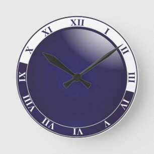 Dark Blue and White Wall Clock