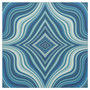 Dark Blue and White Wavy Rhombus Pattern Fabric