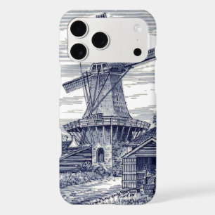 Dark Blue Antique Delft Blue Dutch Windmill