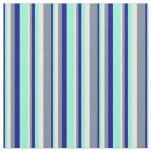 Dark Blue, Aquamarine, White & Light Slate Grey Fabric