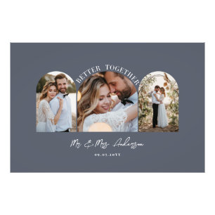 Dark blue arch multi photo wedding gift decor