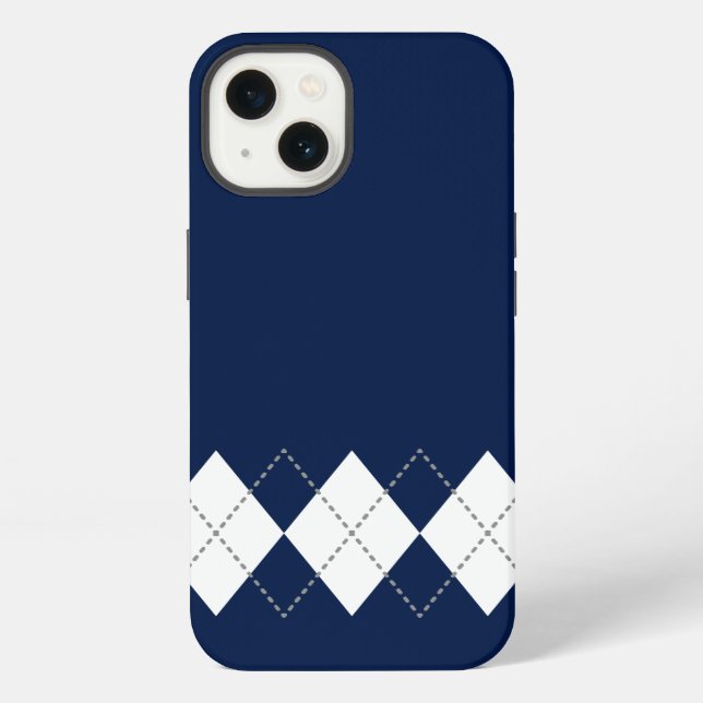 Dark Blue Argyle Pattern iPhone Case (Back)