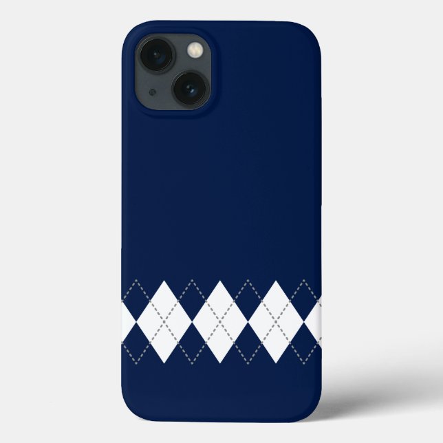 Dark Blue Argyle Pattern iPhone Case (Back)