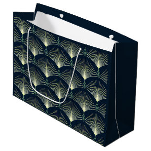 Dark Blue Art Deco Stylish Geometric Pattern Large Gift Bag