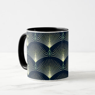 Dark Blue Art Deco Stylish Geometric Pattern  Mug