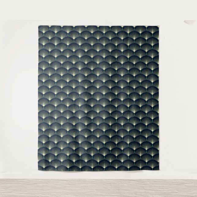 Dark Blue Art Deco Stylish Geometric Pattern  Tapestry (Front)