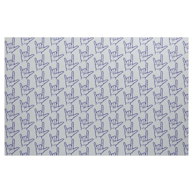 Dark Blue ASL I Love You Patterned Fabric (Yard)