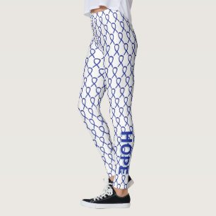 Dark Blue Awareness Ribbon Art Custom Leggings