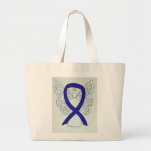 Dark Blue Awareness Ribbon Custom Tote Bag