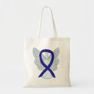 Dark Blue Awareness Ribbon Custom Tote Bag