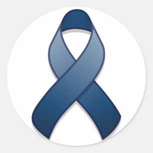 Dark Blue Awareness Ribbon Round Sticker