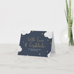 Dark Blue Baby Clouds Stars Boy Thank you Card