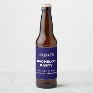 Dark Blue Bachelor Party Beer Bottle Label