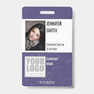 Dark Blue Background Logo Template Employee Staff ID Badge