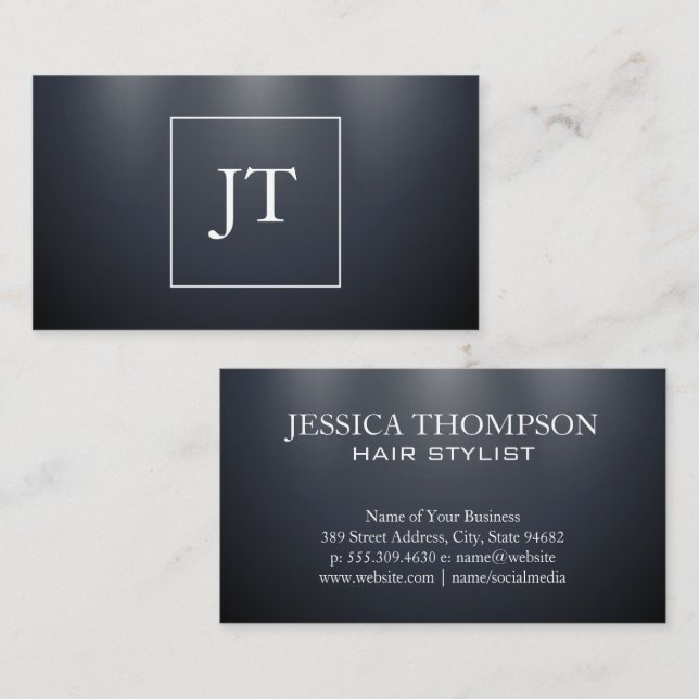 Dark Blue Background with Lighting  Business Card (Front/Back)