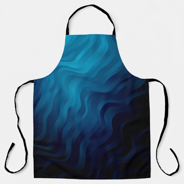 Dark BLUE background with lines. Colourful illustr Apron (Front)