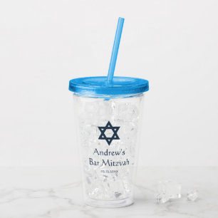 Dark Blue Bar Mitzvah Personalised Acrylic Tumbler