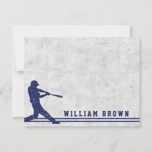 Dark blue baseball silhouette personalized name card