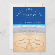 Dark Blue Beach  2 Hearts in the Sand wedding  