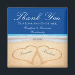 Dark Blue Beach 2 Hearts in the Sand  Wedding Magnet<br><div class="desc">Dark Blue Beach Wedding 2 Hearts in the Sand wedding paper plate.  Beach wedding products are available on a large array of products for the perfect custom beach wedding.</div>