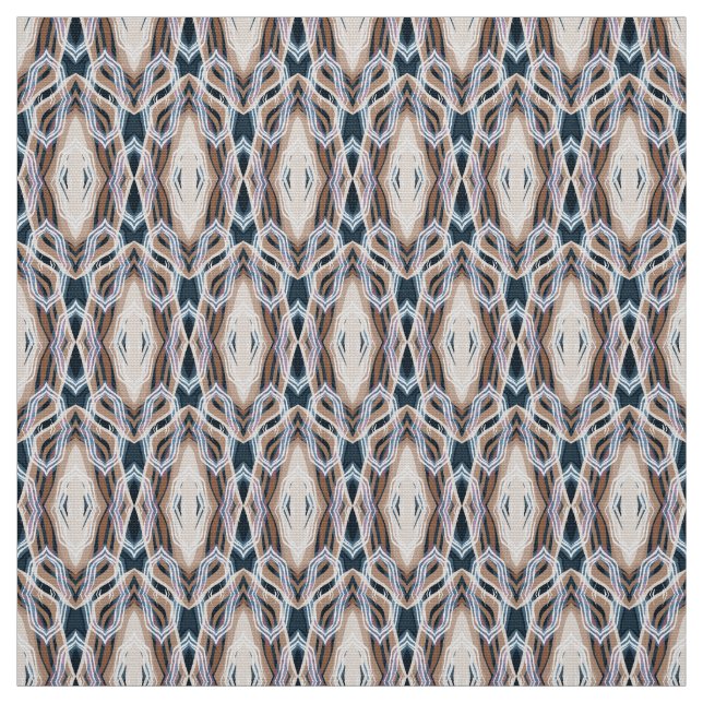 dark blue beige art Deco geometric Fabric (Swatch)