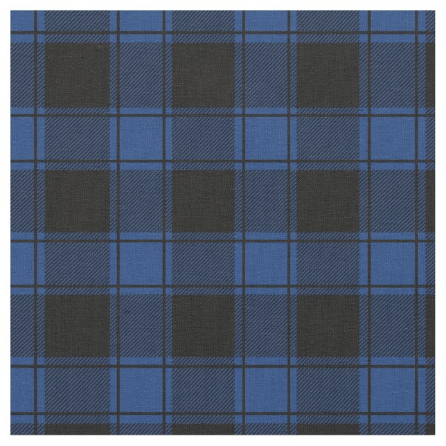 Dark Blue & Black Buffalo Plaid Fabric (Close Up)