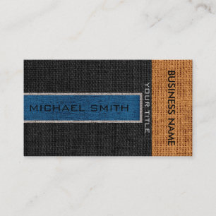 Dark Blue & Black Burlap Linen Rustic Jute Business Card