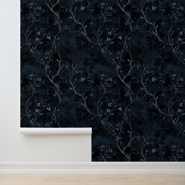 Dark Blue Black Forest Shadow Goth Wallpaper (Application)