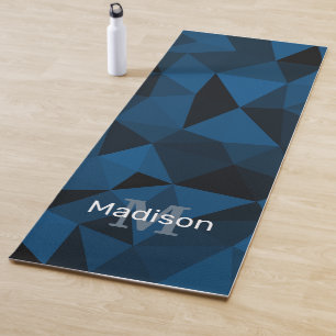Dark blue black geometric mesh pattern Monogram Yoga Mat