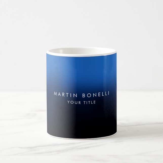 Dark Blue Black Modern Minimalist Plain Coffee Mug (Center)