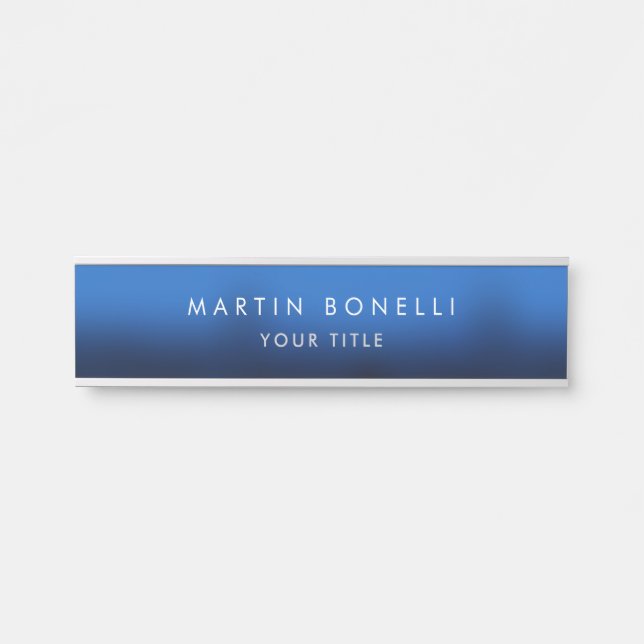 Dark Blue Black Modern Minimalist Plain Door Sign (Front)