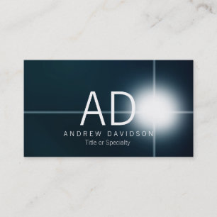 Dark Blue Black White Monogram Business Card