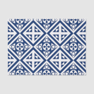 Dark Blue Block Geometric Pattern Tissue Paper