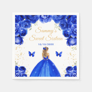 Dark Blue Blonde Hair Princess Sweet Sixteen Napkin