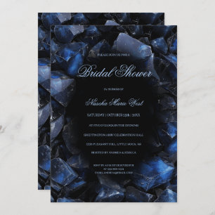 Dark Blue Boho Witch Crystals Black Bridal Shower Invitation