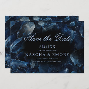 Dark Blue Boho Witch Crystals Black Wedding Save The Date