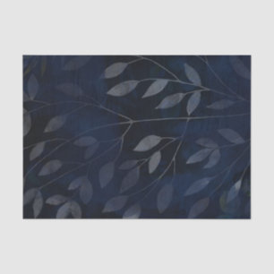 Dark Blue Botanical Leaves Modern Chic Wedding Tissue Paper