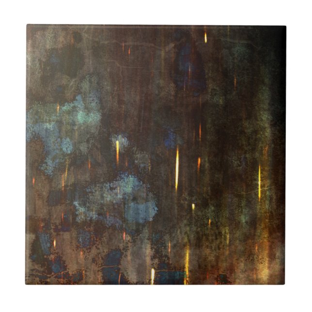 Dark Blue Brown Abstract Ceramic Tile (Front)