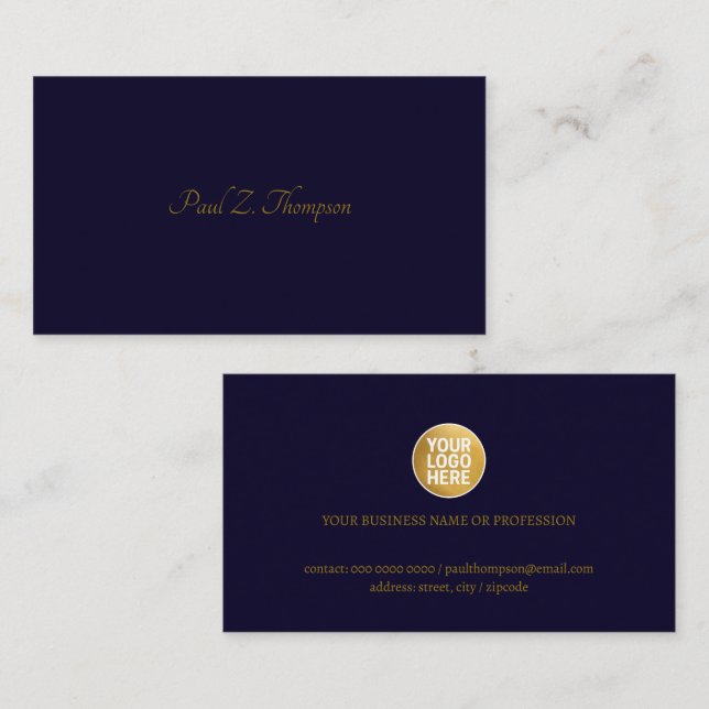 Dark Blue Business Card with Logo (Front/Back)