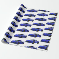 Dark Blue C8 Corvette Sports Car Hand Drawn