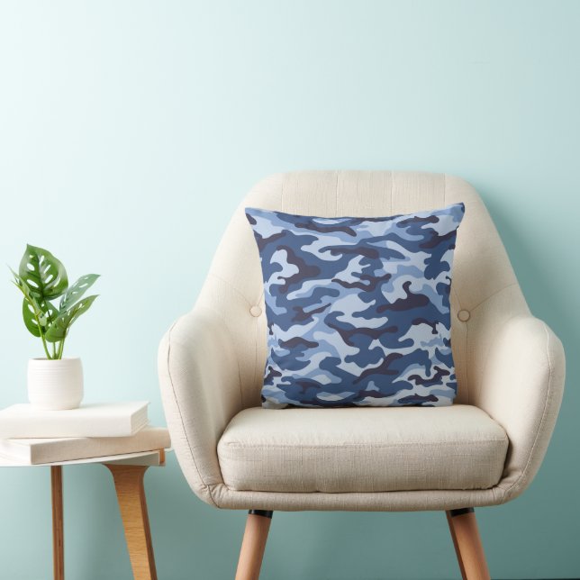 Dark Blue Camouflage Pattern Cushion (Chair)
