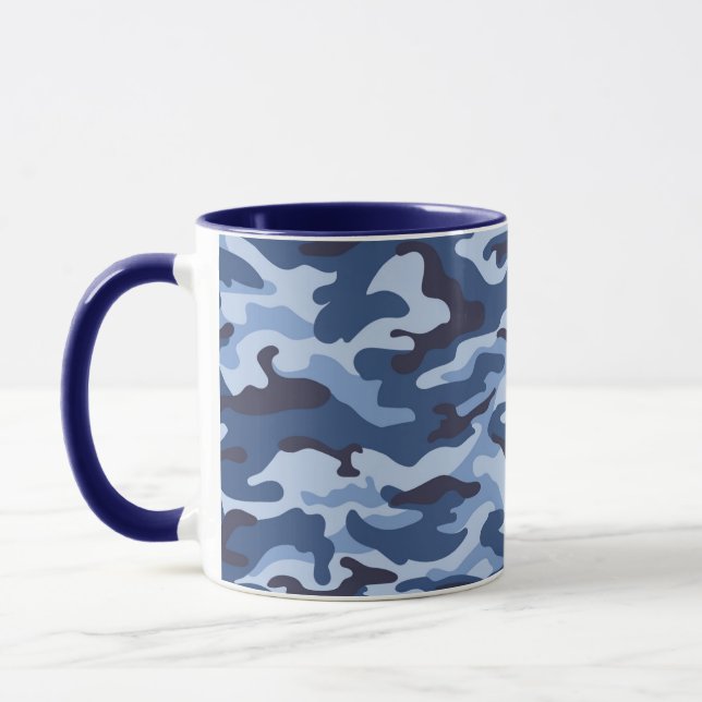 Dark Blue Camouflage Pattern Mug (Left)