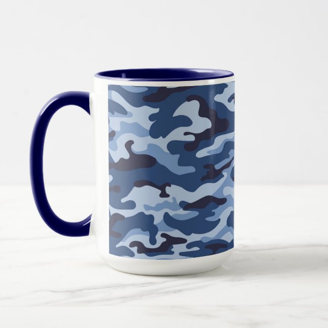 Dark Blue Camouflage Pattern Mug (Left)