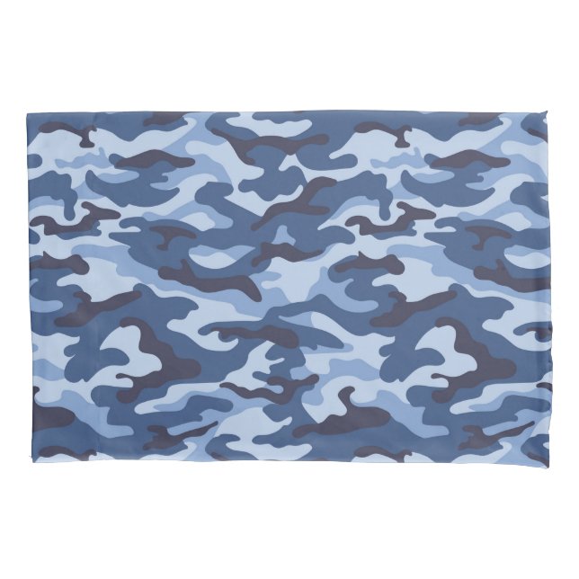 Dark Blue Camouflage Pattern Pillowcase (Front-Left)