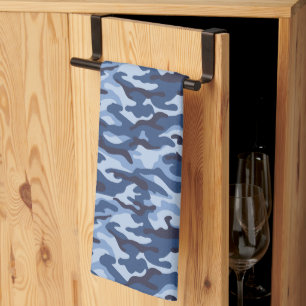 Dark Blue Camouflage Pattern Tea Towel
