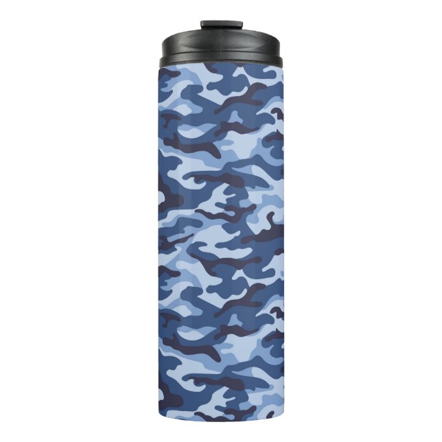 Dark Blue Camouflage Pattern Thermal Tumbler (Front)