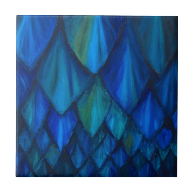 Dark Blue Cave Bat Pattern (dark blue pattern) Ceramic Tile (Front)